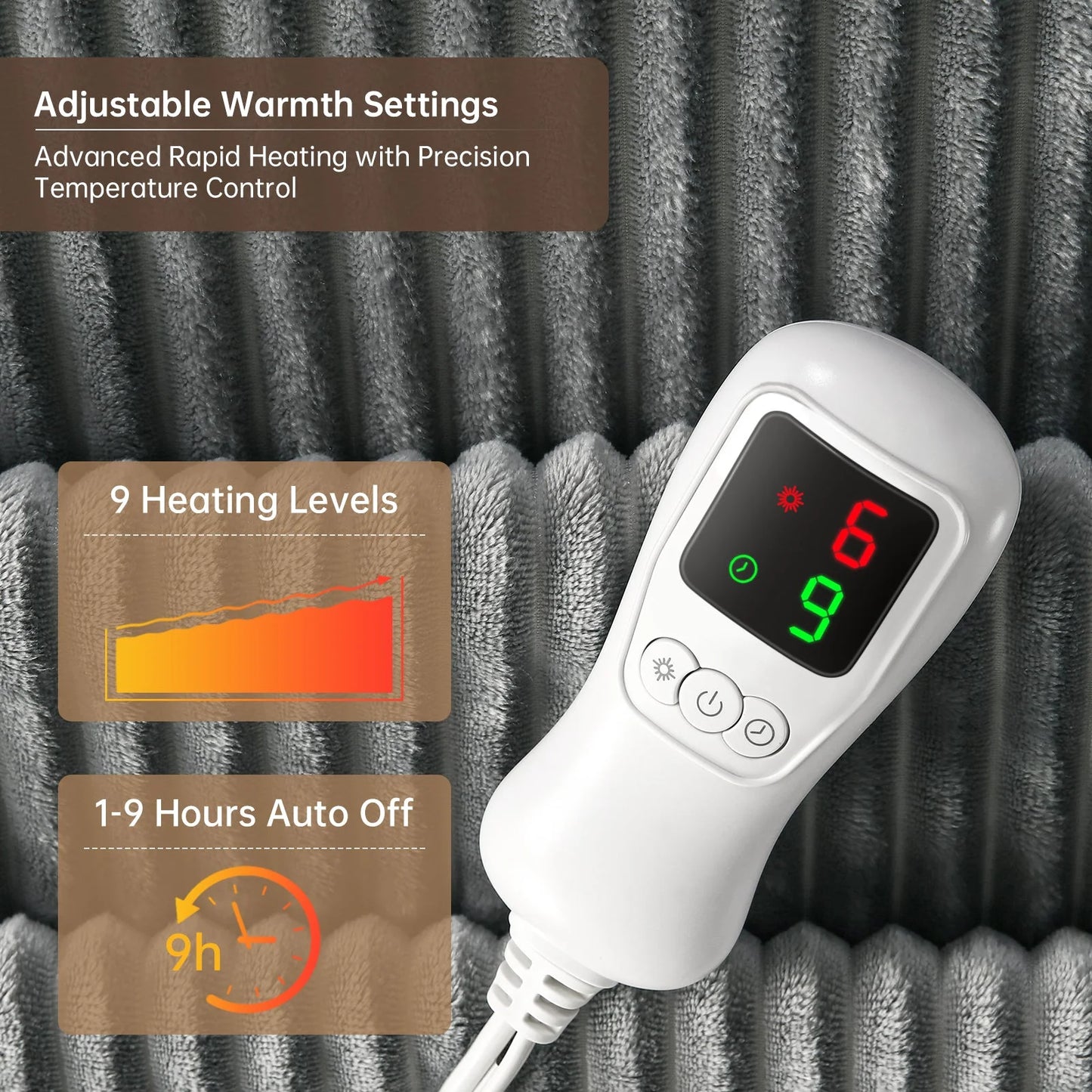 Heated Blanket Twin Size, Washable Heated Blanket Electric, Electric Blanket, Silver, 62" X 84", Blanket Warmer Heating Blanket Heat Warming Blanket Electric Blanke Heater